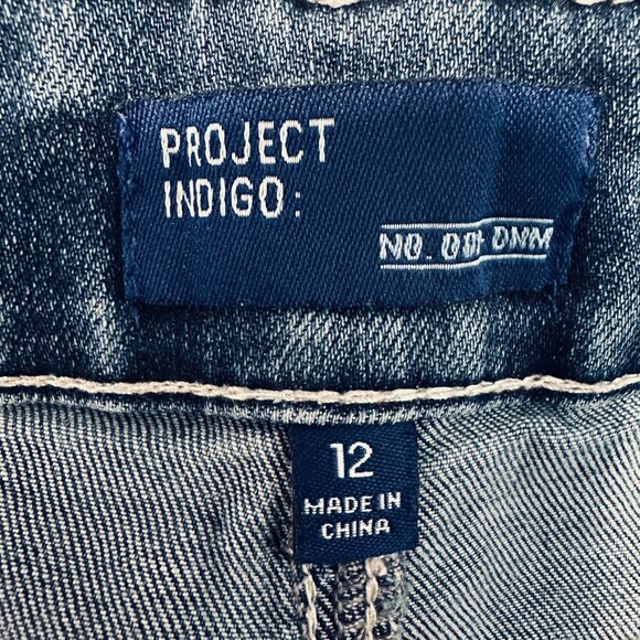 Project Indigo Bootcut Blue Jeans Rhinestone Detail Stretch X34xL28 Womens Sz 12 - Picture 3 of 8
